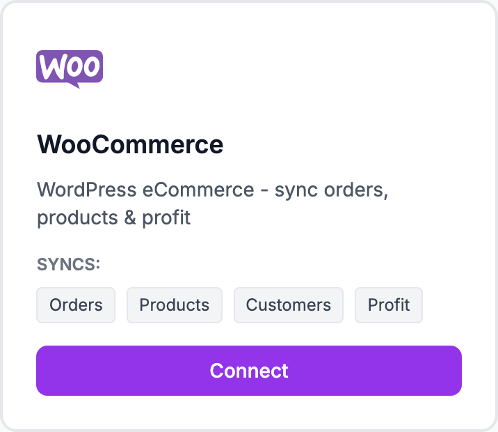 The WooCommerce tile on the Integrations page.